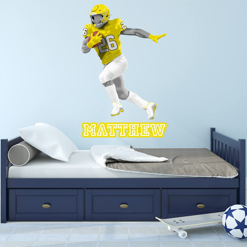 Adhésif décoratif footballeur, H 21 po x l 13 po, Oui, Jaune