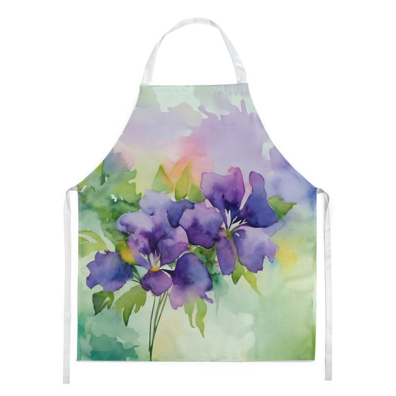 Tennessee Iris in Watercolor Apron, Purple New Jersey Violet