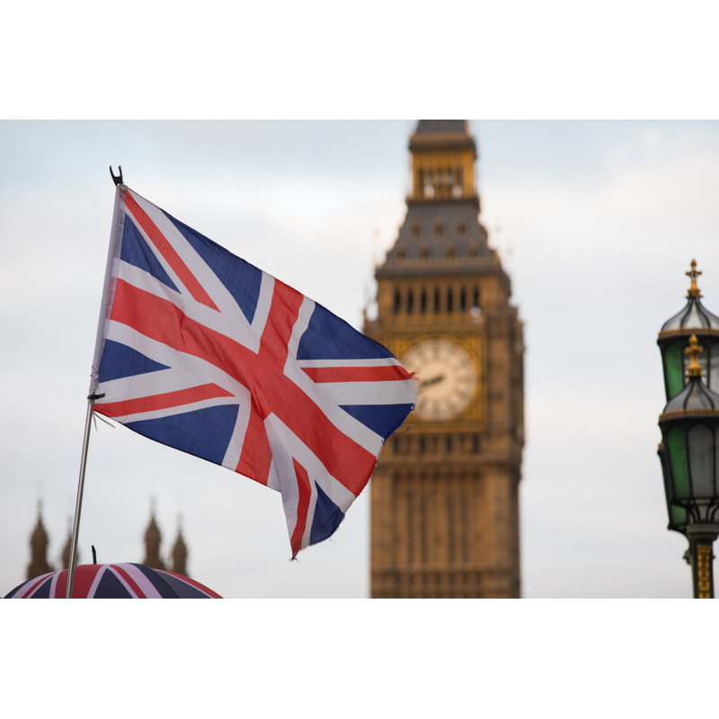 Union Jack Flag And Big Ben by RistoArnaudov - No Frame Art Prints on Canvas, 20cm H x 30cm W
