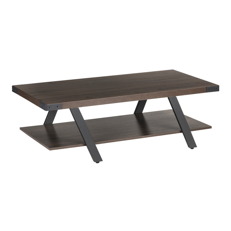 Table basse à 4 pieds avec rangement Mirella, Tabac du Sud / noir