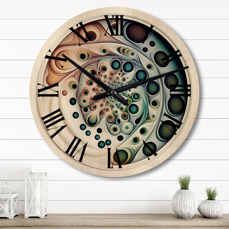 Horloge murale surdimensionnée en bois doux à motif géométrique Mandala I, Grand