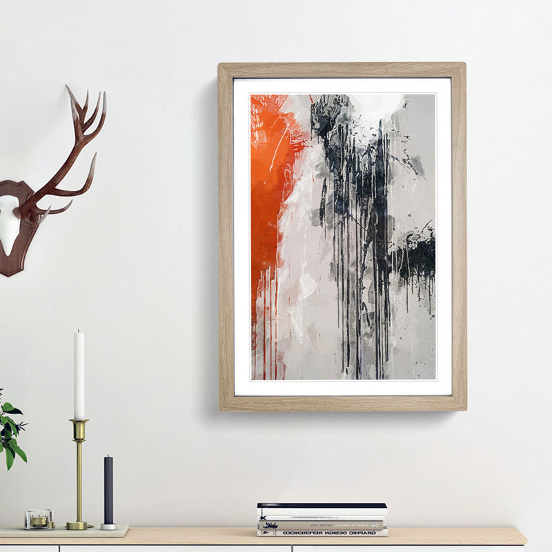 Paint Splashes in Abstract - Framed Print, Oak Framed, 87cm H x 62cm W x 2cm D