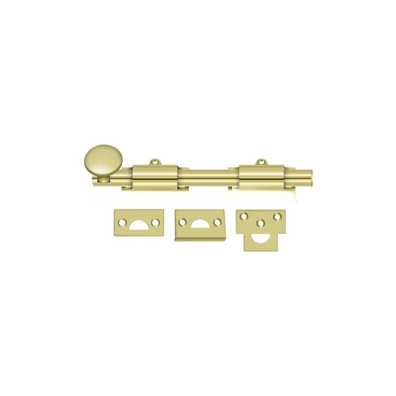 Brass Latch/Catch/Bolt, Polished Brass, 1.25" H x 6" W x 1" D