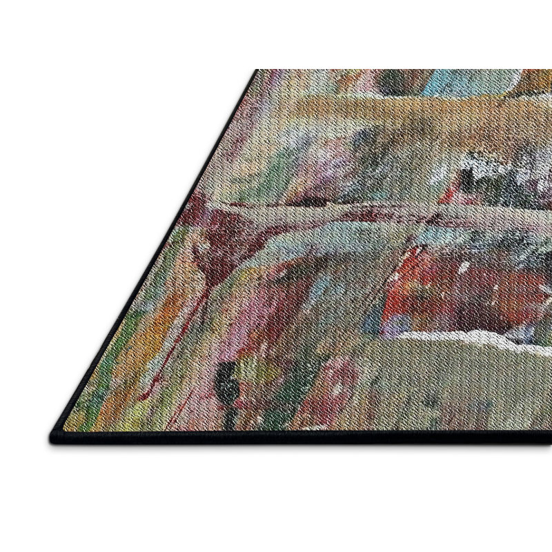Tapis gris/brun/noir à motifs, Rectangle 5 pi x 7 pi