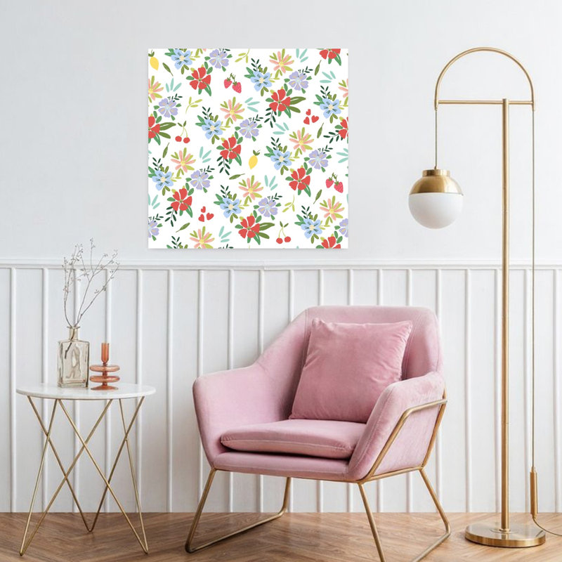 Art contemporain, art floral abstrait contemporain, H 32 po x l 32 po