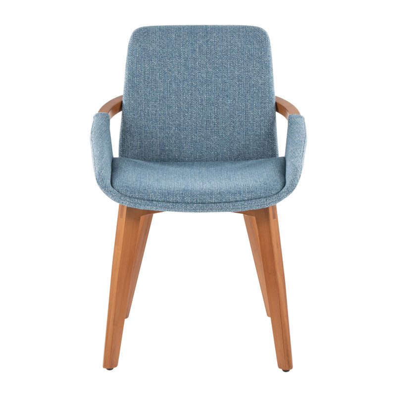 Whitacre 17'' H Upholstered Parsons Chair, Blue Noise, Walnut  