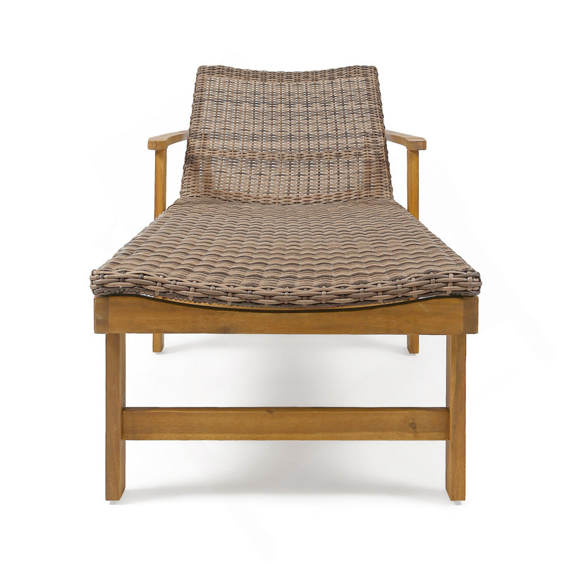 Hampton Wood + Wicker Chaise Lounge, Natural, Brown