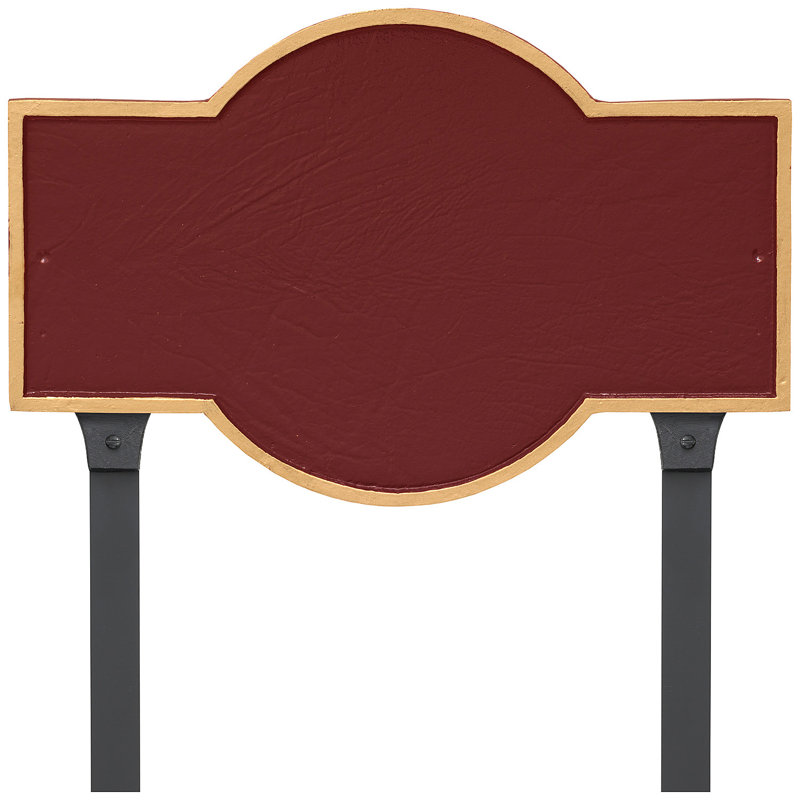 Plaque d'adresse rectangulaire avec piquets Canterbury, Rouge brique / Or
