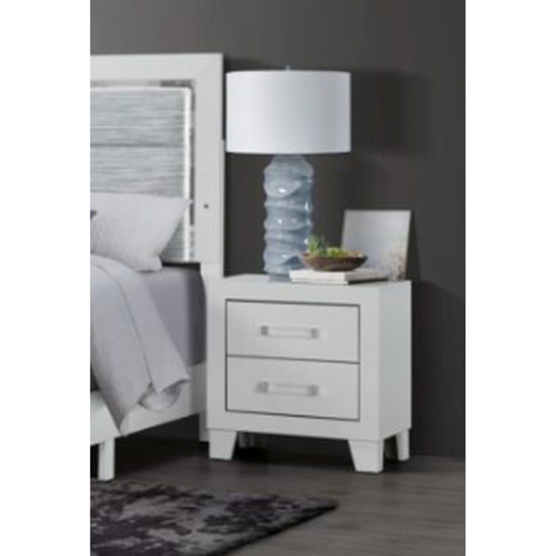 Table de chevet blanche moderne avec détails en acrylique, largeur de paquet de 19,69 po - Option élégante, table de chevet élégante en bois d'ingénierie, pièce contemporaine de 23,7 po de hauteur