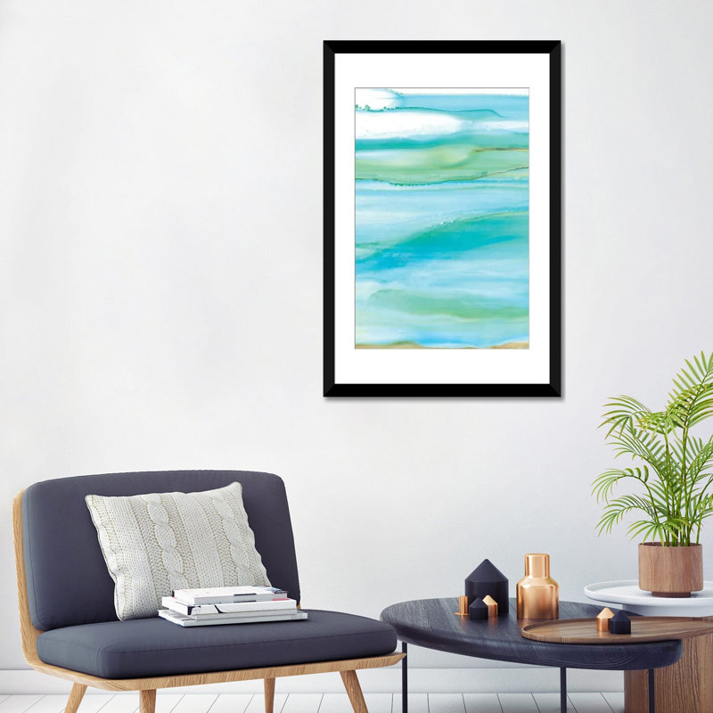 « côtier abstract i », impression sur toile, H 24 po x l 16 po x P 1 po, Papier d'art encadré noir, Blanc
