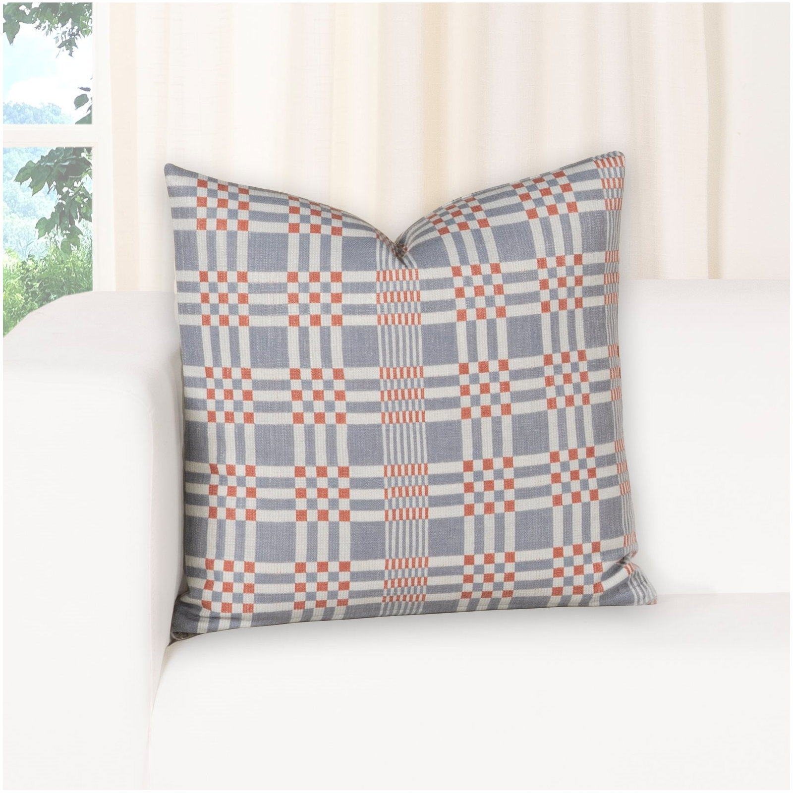 Modular Print Accent Pillow, Feather, Blue, Square 22"