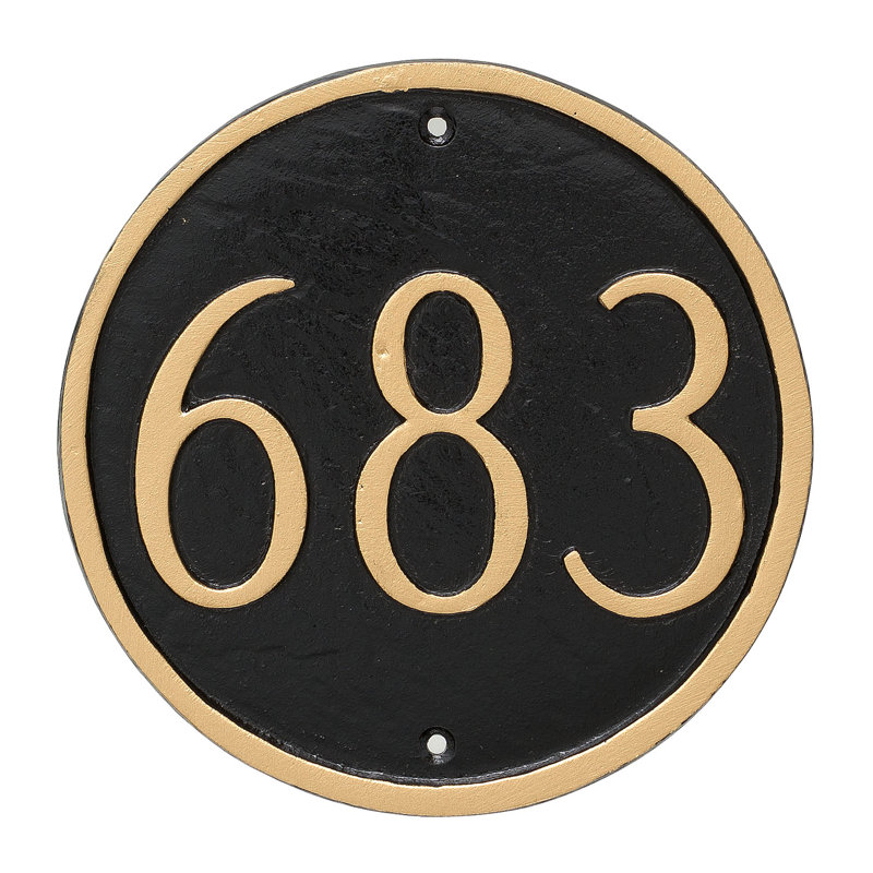 Petite plaque d'adresse murale 1 ligne Circle, Chocolat / or, Oui