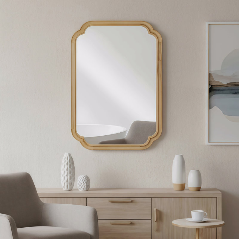 Miroir de coin, 30 po x 20 po, Marron clair