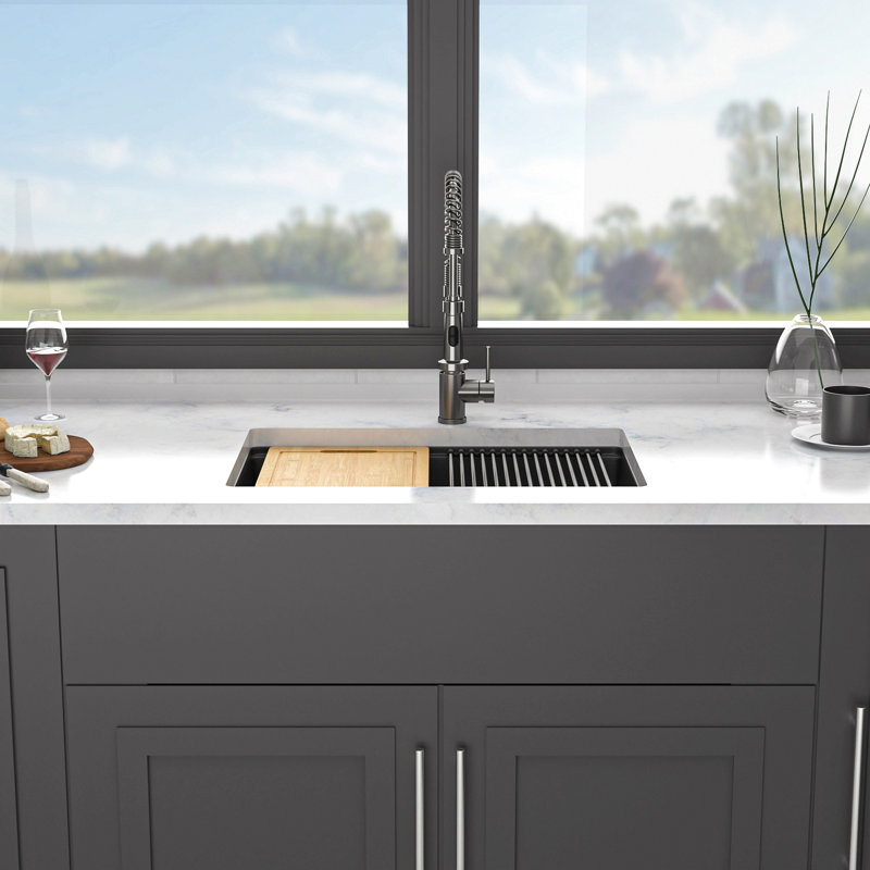 Évier de cuisine en quartz - Évier de cuisine encastré en granite, Noir