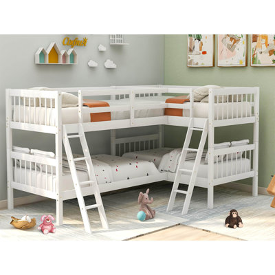 Eddahbi Twin Size L-Shaped Bunk Bed with Ladder