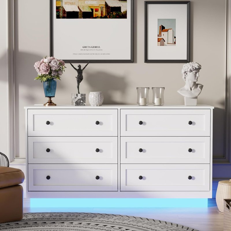 Wrought Studio Floating 6 Drawer Dresser 47.36" W Double Dresser & Reviews  | Wayfair