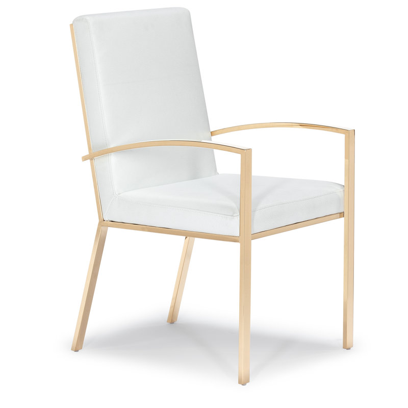 Amira-Jess 17.5'' H Faux Leather Upholstered Armchair, Gold