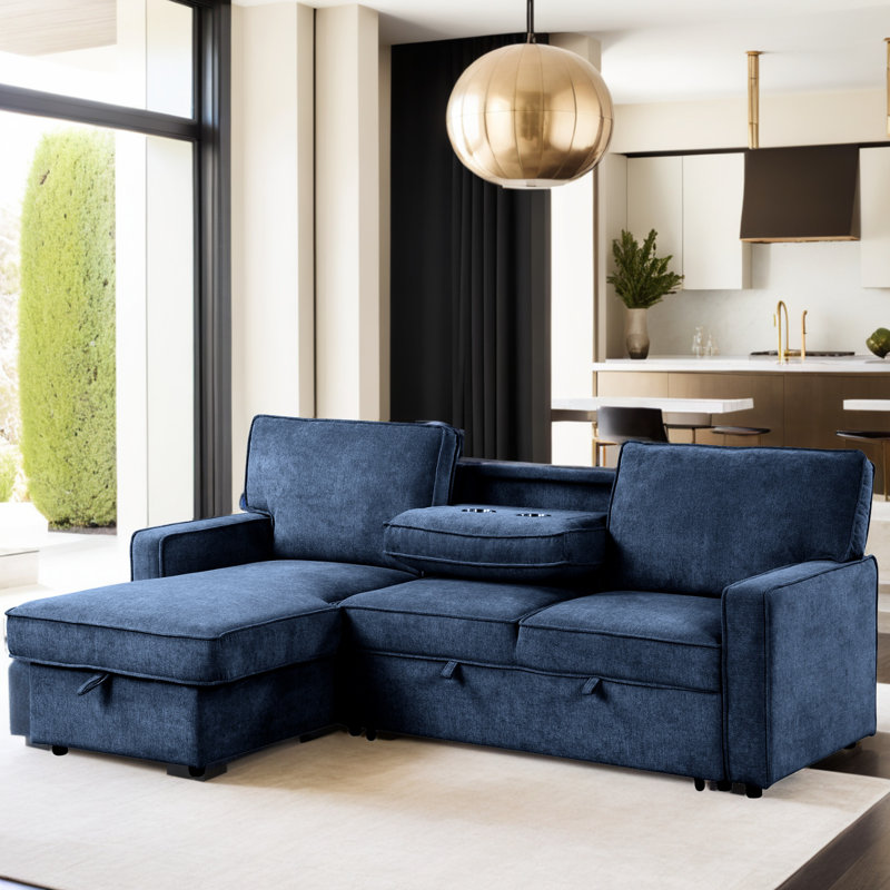 Canapé-lit modulaire rembourré avec rangement 83 po