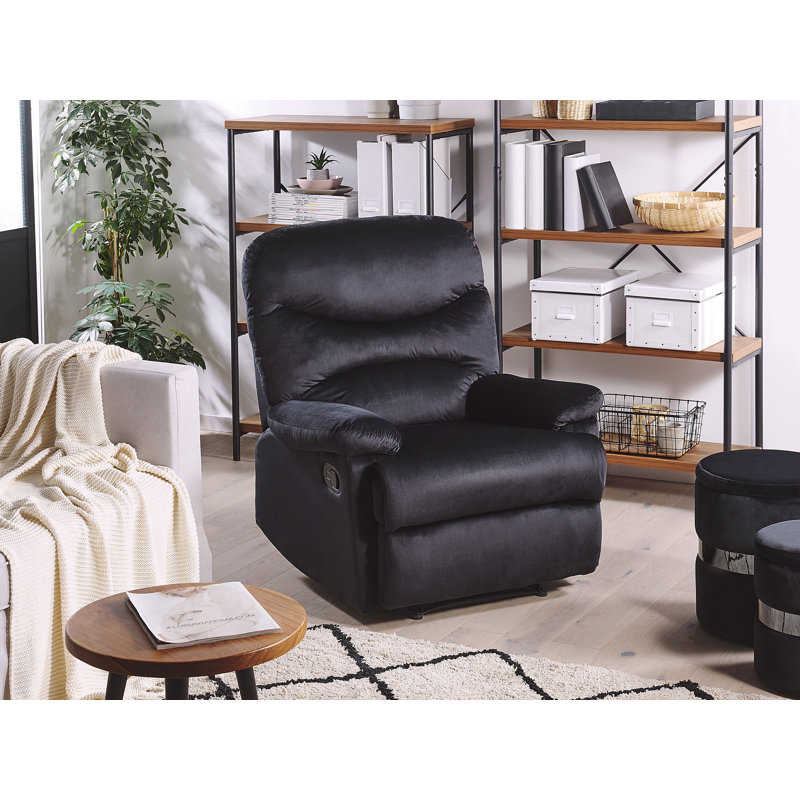 Whitford 85cm Wide Velvet Glider Standard Recliner, Black 