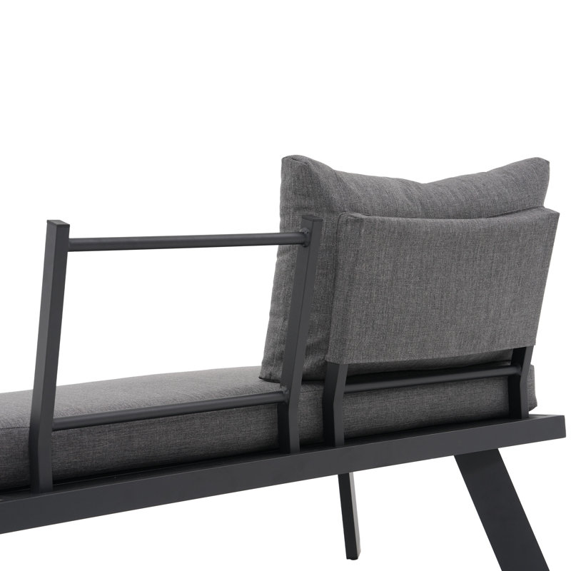 Ensemble de conversation d'extérieur 5 personnes avec coussins, Gris foncé