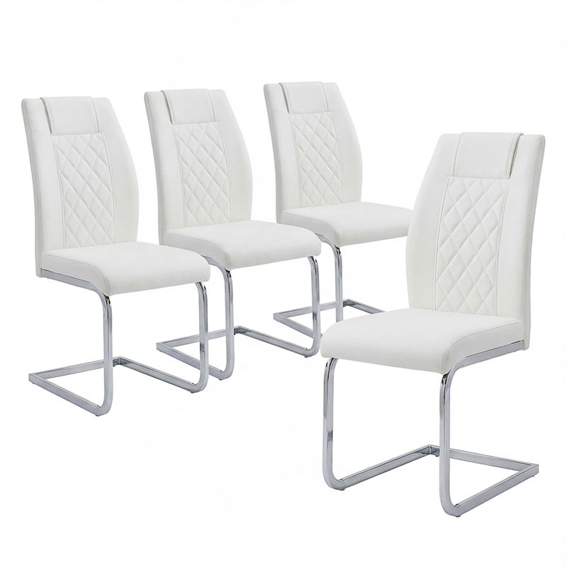 Ensemble de 4 chaises de salle à manger à haut dossier, 4, Blanc