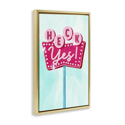 Toile flottante rétro «Heck Yes» par JJ Design House, LLC.