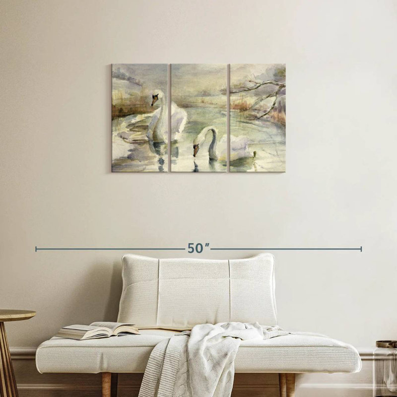 Brampt Swans In Winter, 20" H x 33" W