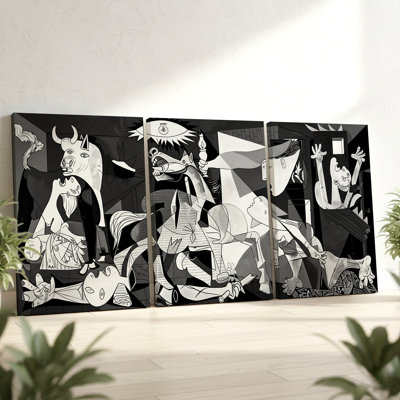 3 pièces d'art mural abstrait noir et blanc avec chiffres expressifs, trois pièces d'art mural pour le salon, la chambre à coucher, le bureau et la maison