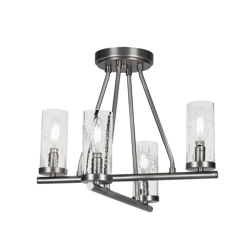 Trinity 4 Light Semi-Flush With 2.5” Glass, Graphite, White