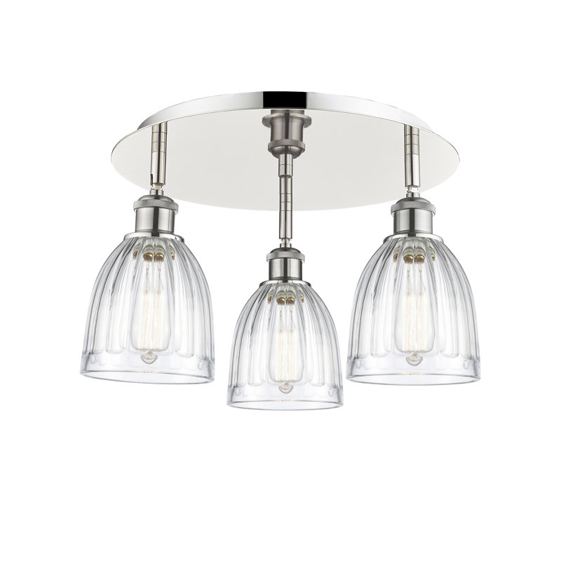 Brookfield Flush Mount, Clear, Polished Nickel