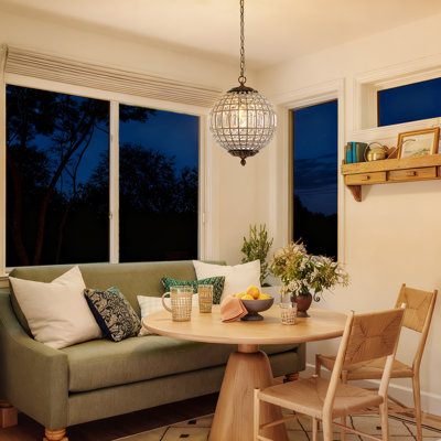 Luminaire suspendu en cristal 1 lumière bronze Globle