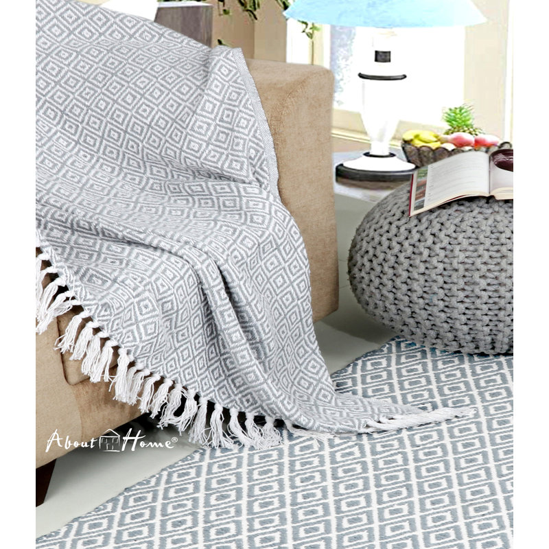 Cotton Throw, W127 x L152cm, Silver