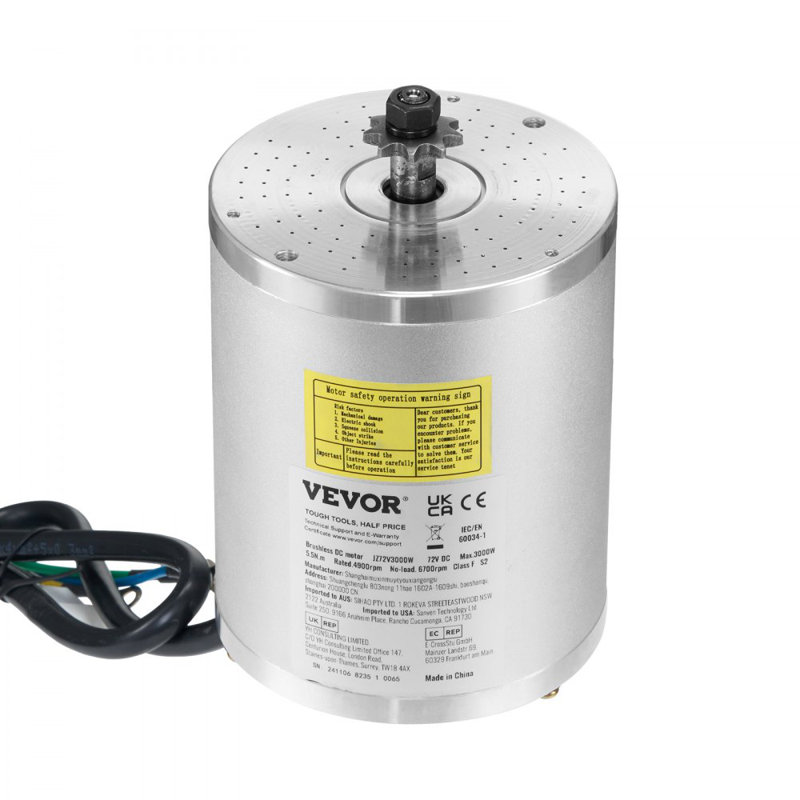 Moteur électrique à courant continu sans balai 3000W 72V 4900rpm avec contrôleur amélioré