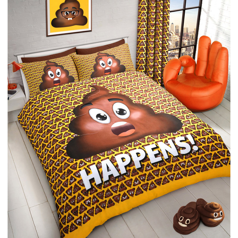 Fun Character Expresssion Poo Duvet Set, Double Duvet Cover + 2 Pillowcases