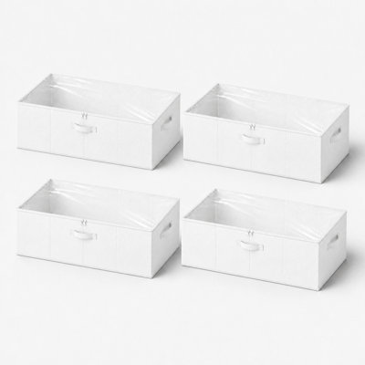  Ensemble de 4 contenants de rangement de 10 pouces de hauteur sous le lit, grands bacs de rangement sous le lit avec couvercles pour la chambre à coucher, le dortoir, les vêtements, l'organisation de placard, les draps ou les couvertures