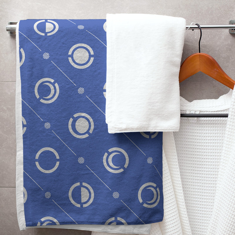 Serviette de bain Classic, Bleu foncé / blanc cassé