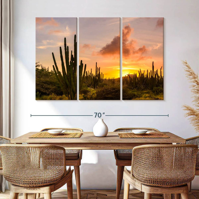 Harnek cactus coucher de soleil, H 42 po x l 65 po