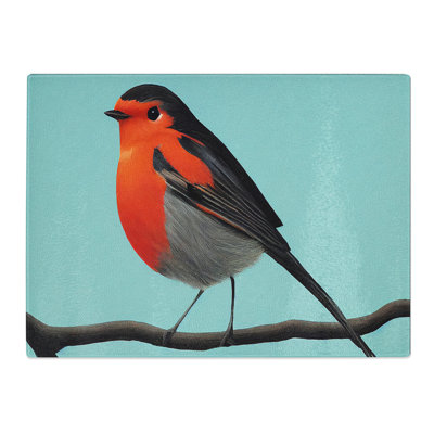 Enlightened Robin Bird  Glass Chopping Board