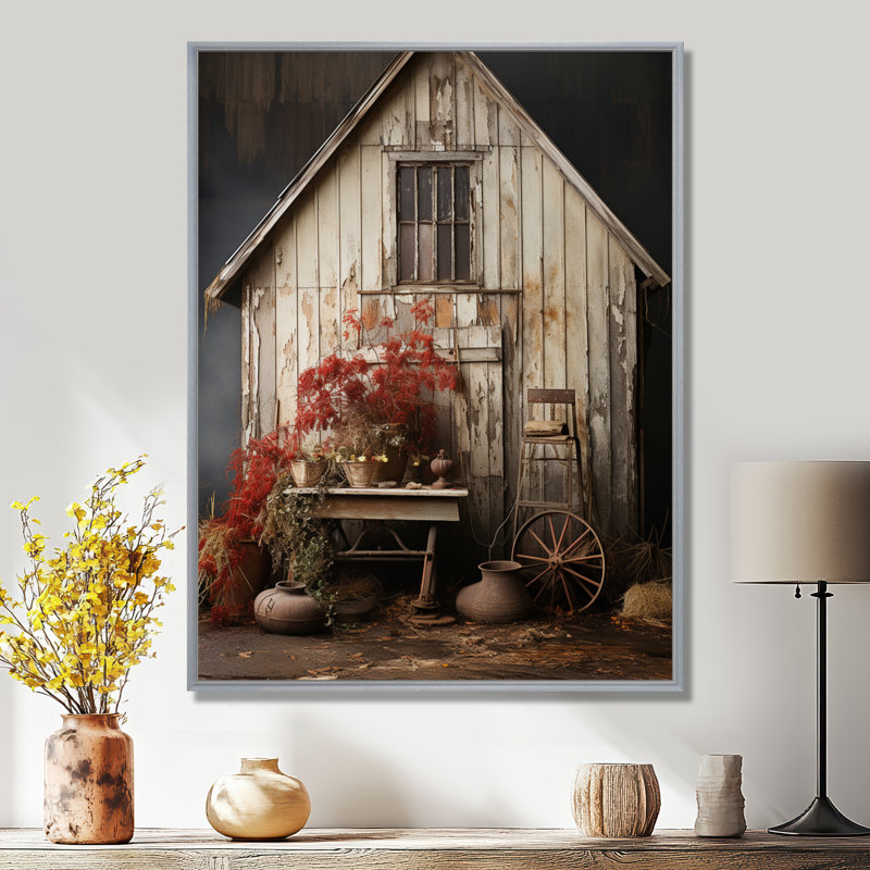 Asriel Barns Rustic Charm X - Barns, reproduction d'art sur toile encadrée, H 32 po x l 24 po x P 1 po, Encadrement argenté