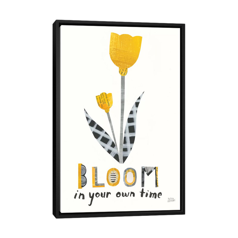 « fleuri boldly iv », impression sur toile tendue, H 26 po x l 18 po x P 1,5 po, Toile avec cadre flottant noir, Pas de tapis
