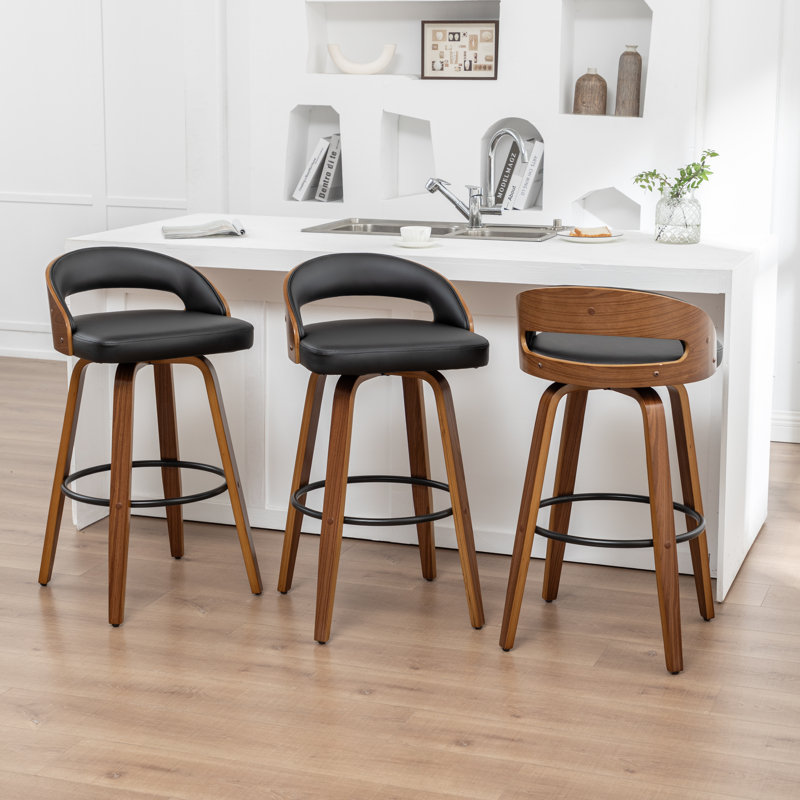 Ensemble de tabourets pivotants 3 pièces Carmavy, Tabouret de bar (siège d'une hauteur de 30 po), Noir