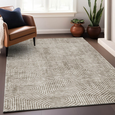 Premium Machine Washable Prisco Taupe Rug
