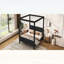 Grand lit plateforme à baldaquin avec tête de lit et pied de lit, conception en velours côtelé vertical, élégant et durable-741871465