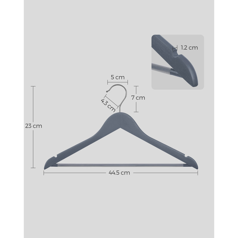 Griet Solid Wood Standard Hanger, Grey, 10