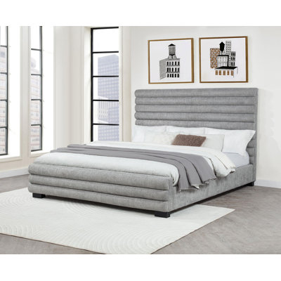 Lit tapissier gris 58 po Boucle