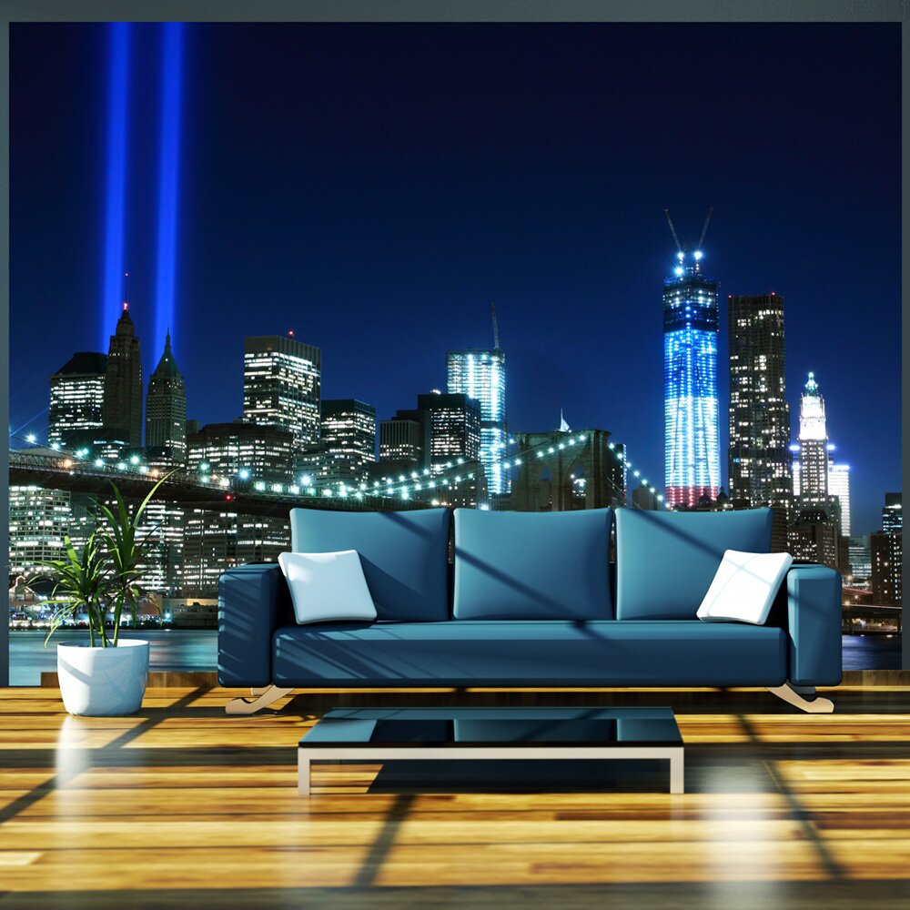 Glatte Tapete Floodlights over NYC 1,54 m x 200 cm