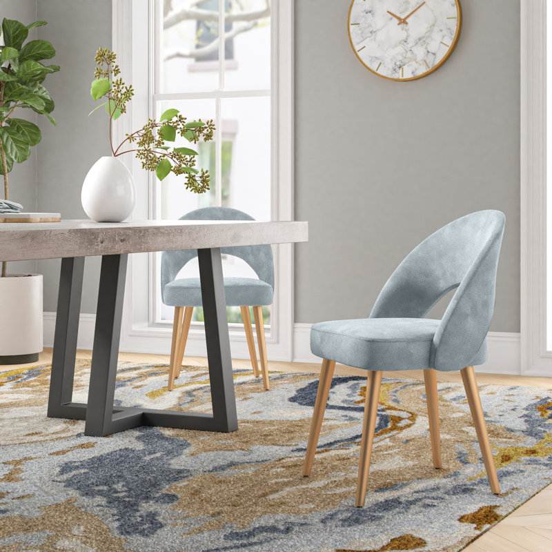 Chaise d'appoint rembourrée en velours Ambry, Bleu ardoise