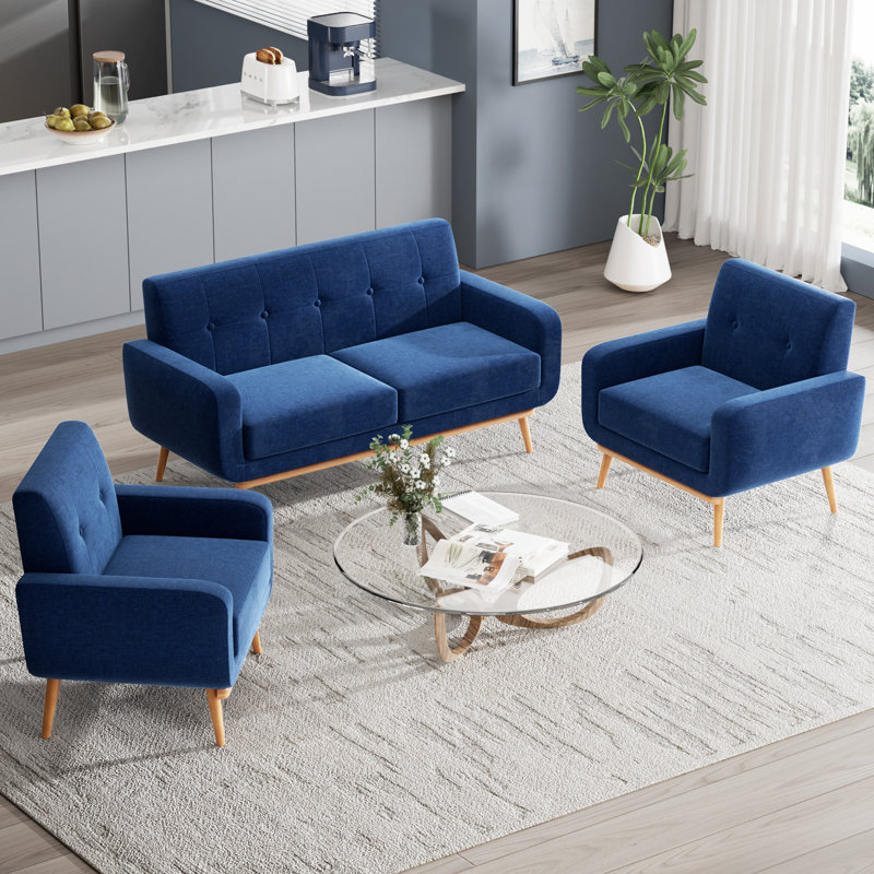 3 - Piece Living Room Set, Blue