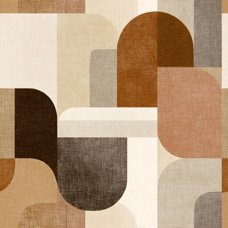 Papier peint à motif géométrique amovible Mid Mid Century, Textured Non-Pasted