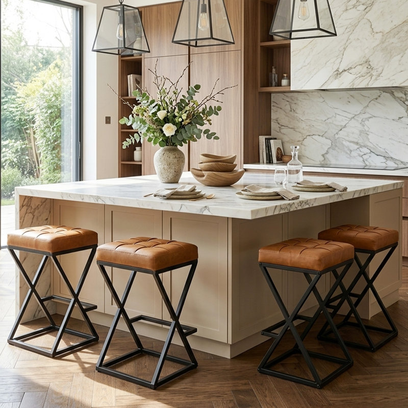 Tabouret de bar Mid-Century 26 po, Brun